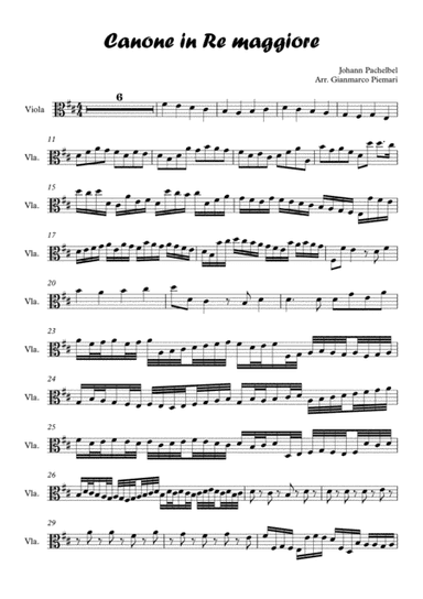 J.Pachelbel - Canon in D Major for Viola (trascr. from third violin) (arr. Gianmarco Piemari)
