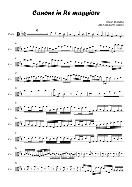 J.Pachelbel - Canon in D Major for Viola (trascr. from third violin) (arr. Gianmarco Piemari)