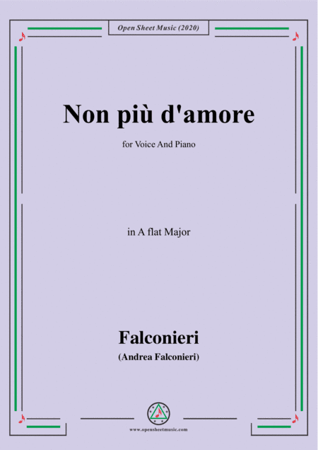 Falconieri-Non più d'amore,in A flat Major,for Voice and Piano (arr. MSM)
