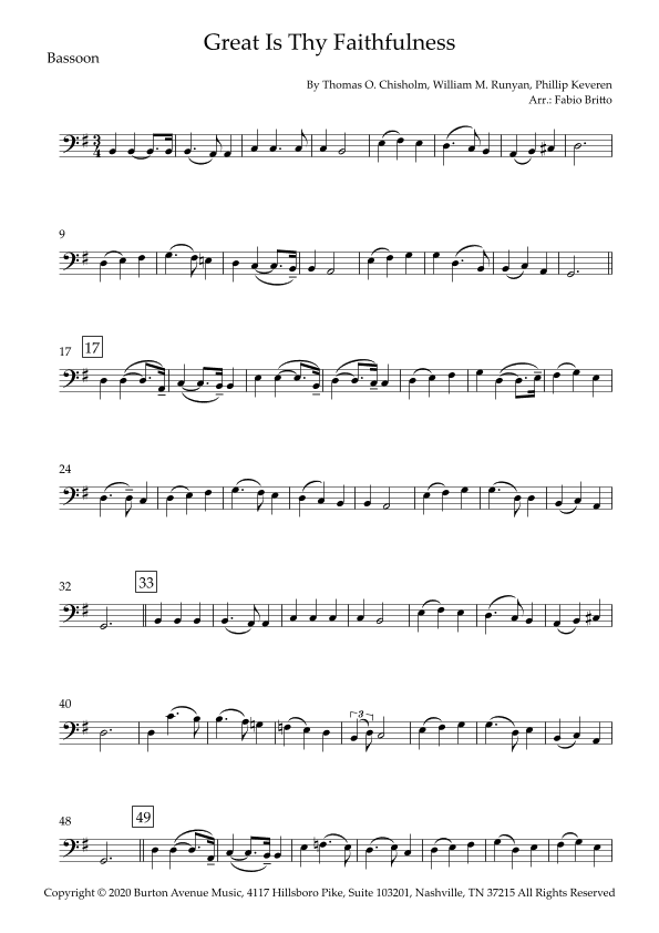 Great Is Thy Faithfulness (arr. Fabio Britto)