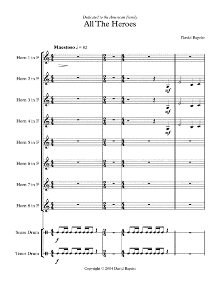 All The Heroes for Horn Octet and Percussion