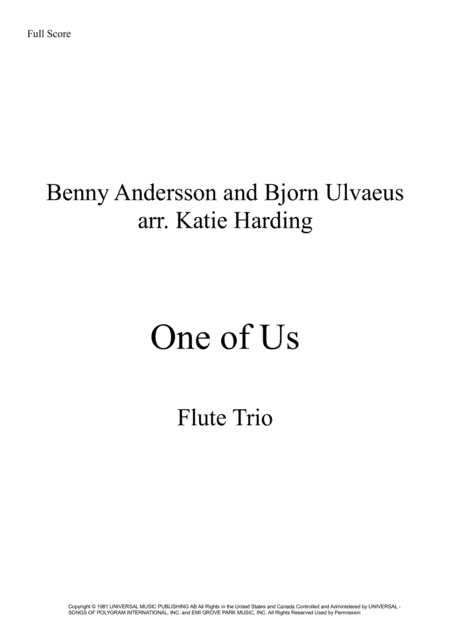 One Of Us (arr. Katie Harding)