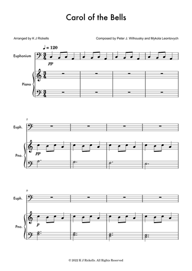Carol Of The Bells - Euphonium/Baritone (arr. K J Rickells)