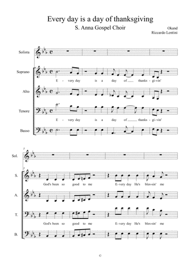 Every day is a day of thanksgiving (arr. Riccardo Lentini)