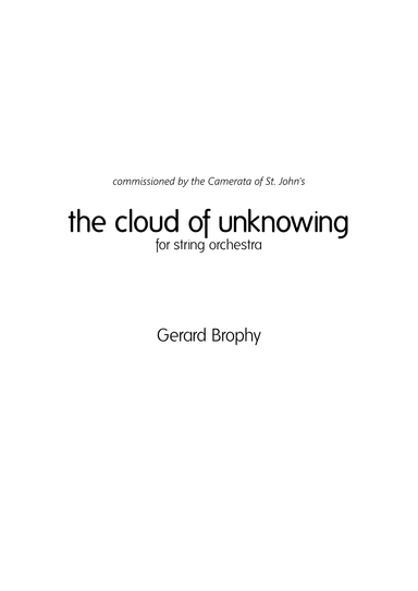 The Cloud of Unknowing - Score Only
