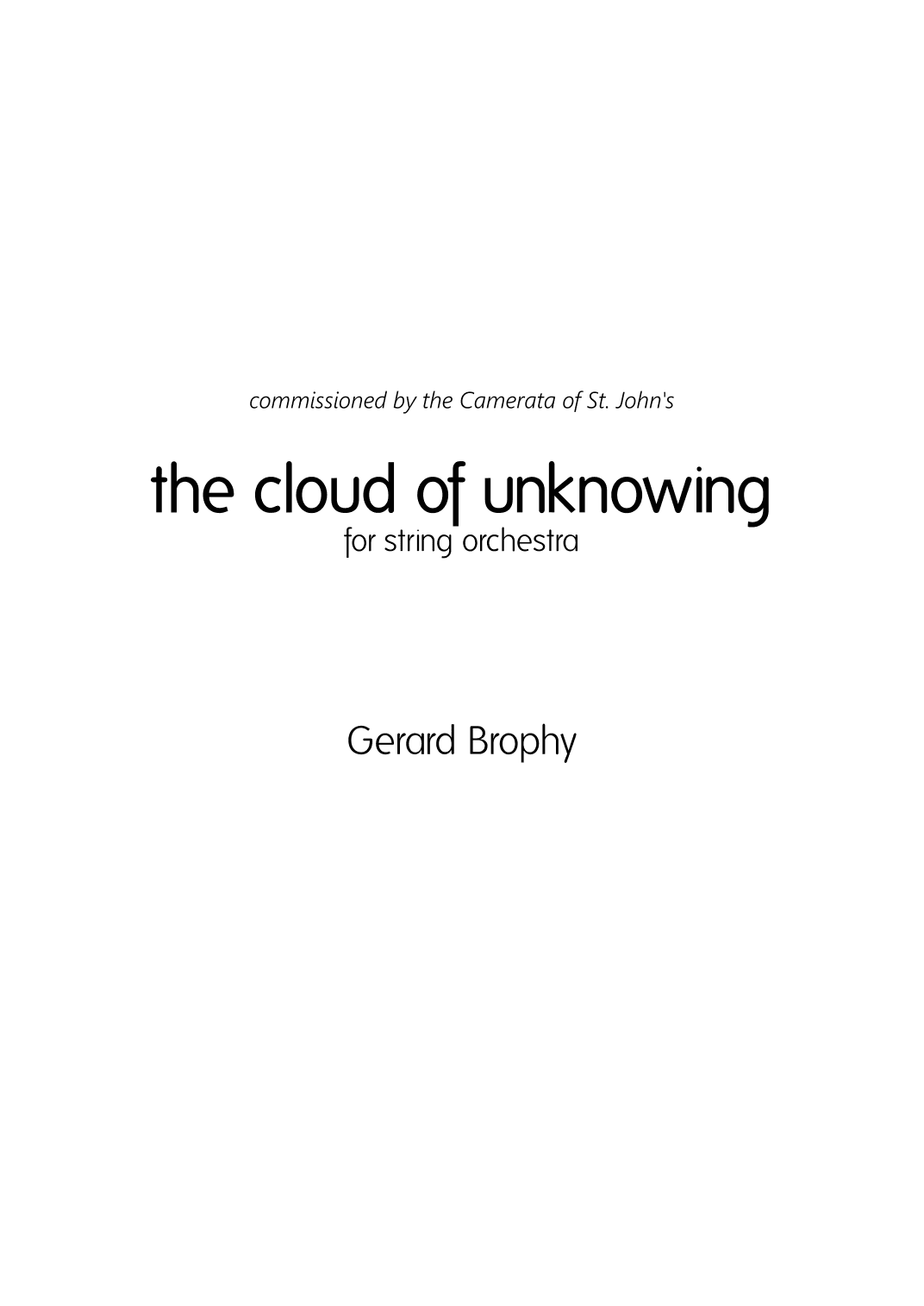 The Cloud of Unknowing - Score Only