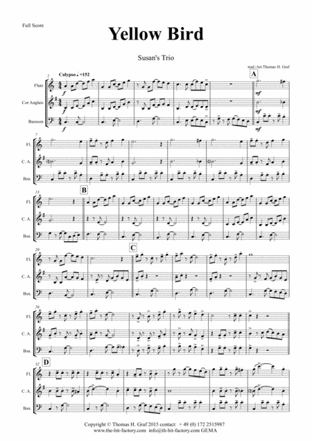 Yellow Bird - Haitian Folk Song - Calypso - Wind Trio (arr. Thomas H. Graf)