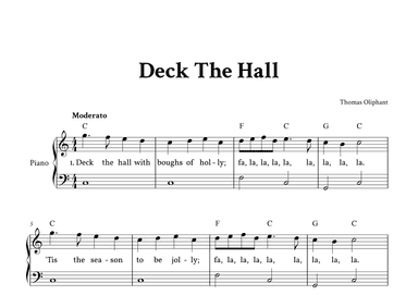 Deck The Hall - Easy Piano in C (with Lyrics) (arr. Yuri Noronha)