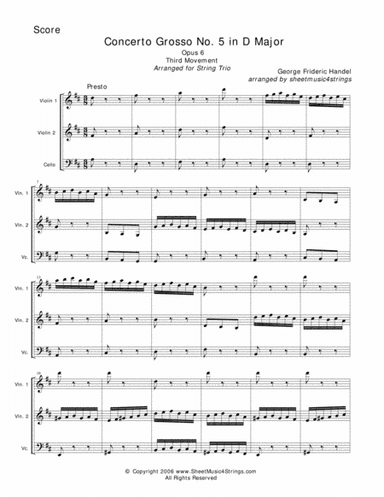 Handel, G. - Concerto Grosso for Two Violins and Cello (arr. Linda M. Scott)