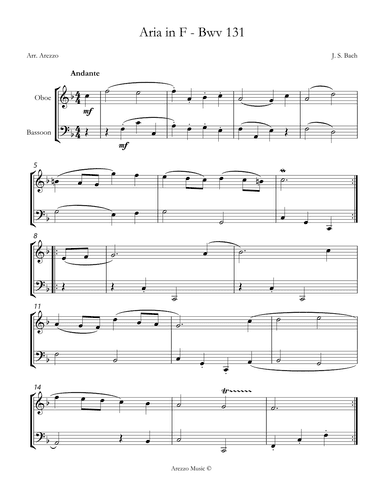 bach bwv anh. 131 gavotte in f major Oboe and Bassoon Sheet Music (arr. Arezzo Music)