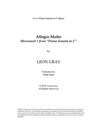Piano Sonata 1_1 Allegro Molto © 2015 Leon Gray