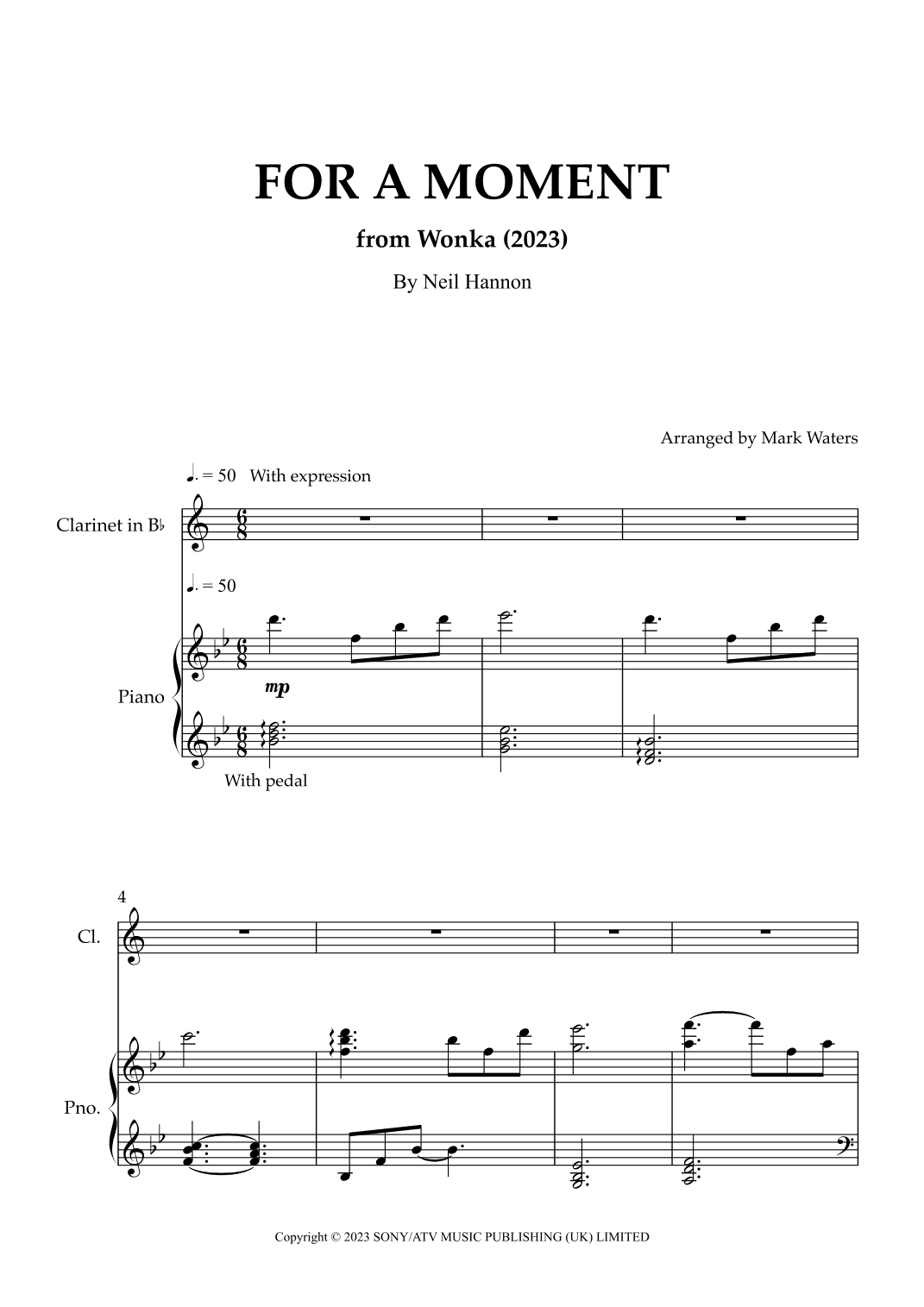 For A Moment (arr. Mark Waters)