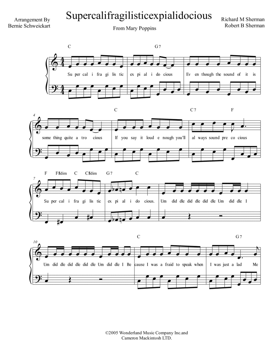 Supercalifragilisticexpialidocious (arr. Bernie Schweickart)