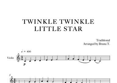 Twinkle Twinkle Little Star (Easy Violin) (arr. Bruna T.)