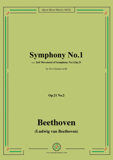 Beethoven-Symphony No.1,in C Major,Op.21,Movement II,for Two Clarinets (arr. Open Cloud)
