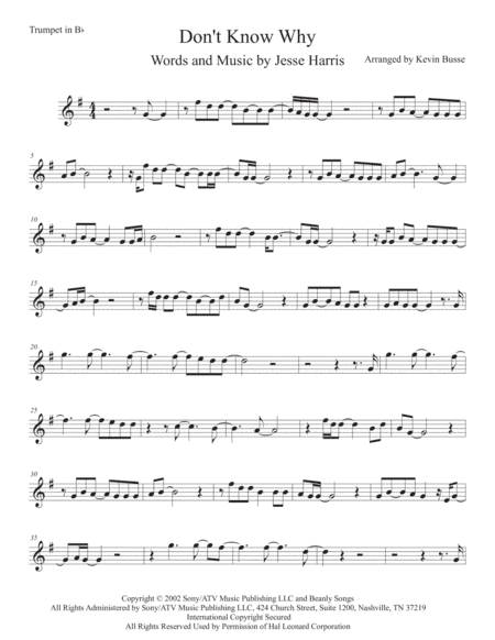 Don't Know Why (arr. Kevin Busse)