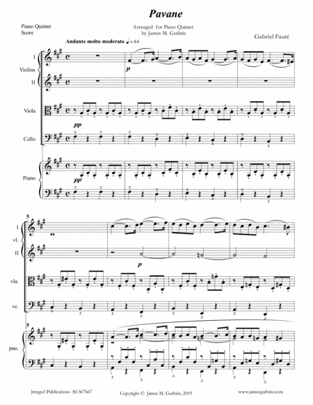 Fauré: Pavane Op. 50 for Piano Quintet (arr. James M. Guthrie)