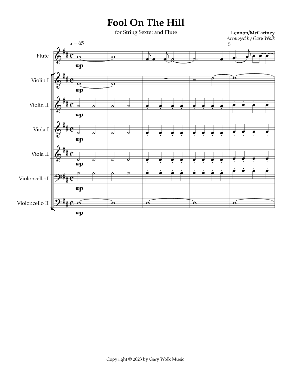 The Fool On The Hill (arr. Gary Wolk)