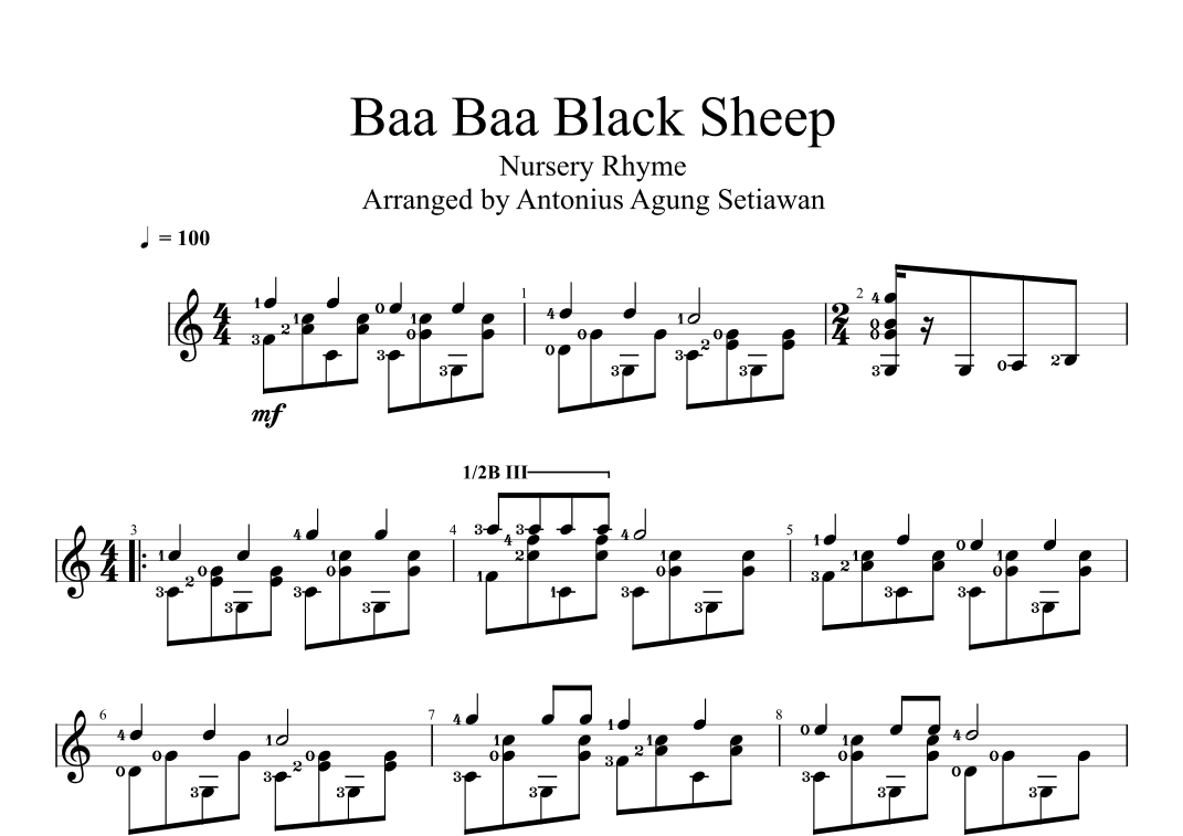 Baa Baa Black Sheep (arr. Antonius Agung Setiawan)