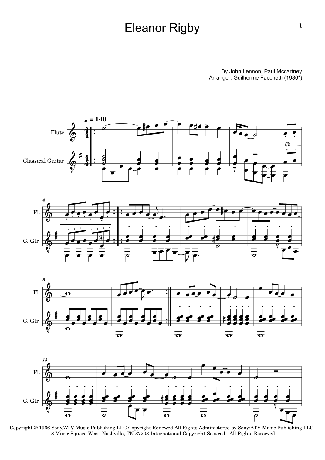 Eleanor Rigby (arr. Guilherme Facchetti)