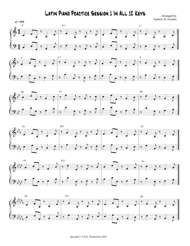 Latin Piano Practice Session 1 In All 12 Keys