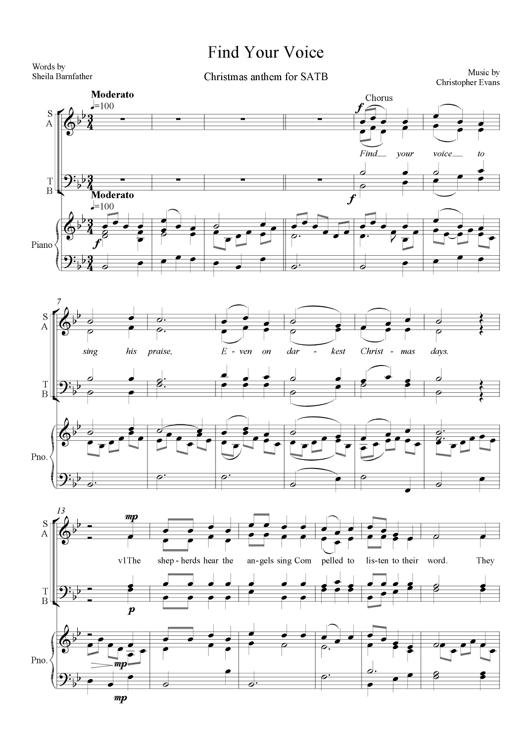 Find Your Voice, A Christmas Anthem for SATB