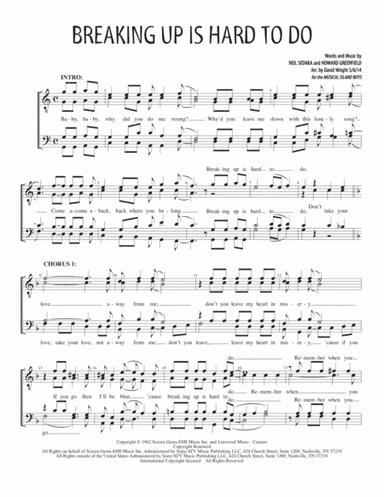 Breaking Up Is Hard To Do (arr. David Wright)