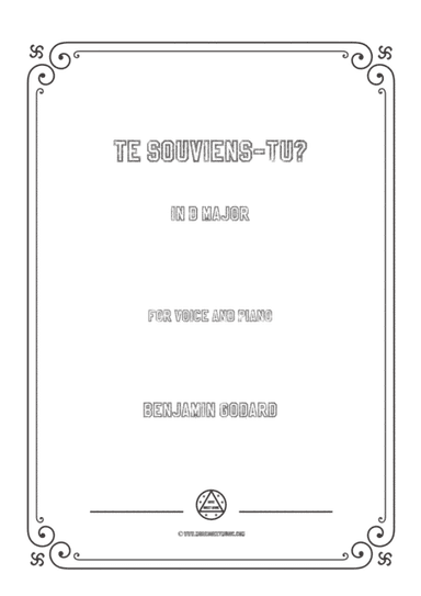 Godard-Te souviens-tu in D Major,for Voice and Piano (arr. MSM)