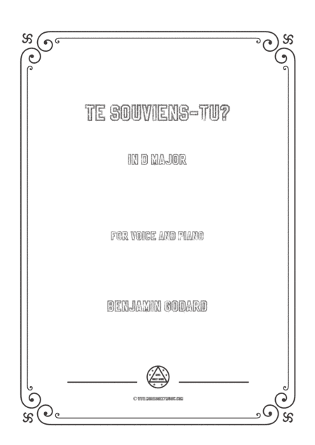 Godard-Te souviens-tu in D Major,for Voice and Piano (arr. MSM)