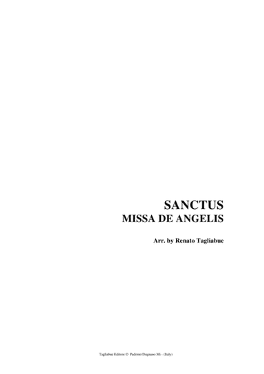 SANCTUS - Missa De Angelis - Choral version for SATB (arr. Renato Tagliabue)