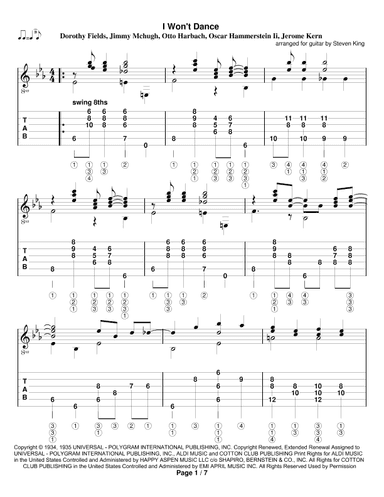 I Won't Dance (arr. Steven King)