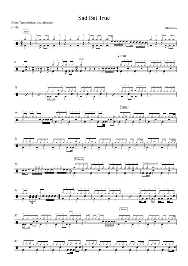 Sad But True (arr. Drum Transcription:)