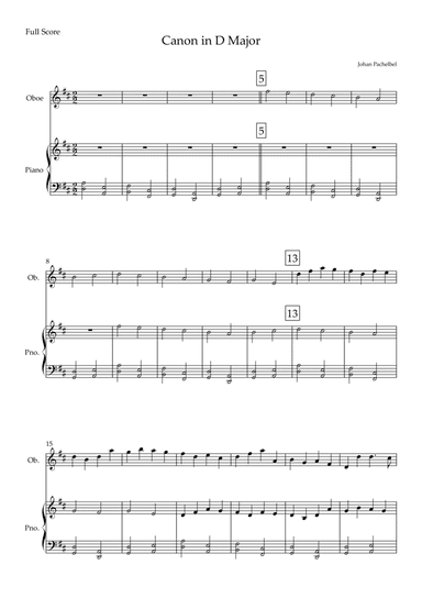 Canon in D Major (Johann Pachelbel) for Oboe Solo and Piano Accompaniment (arr. Fabio Britto)