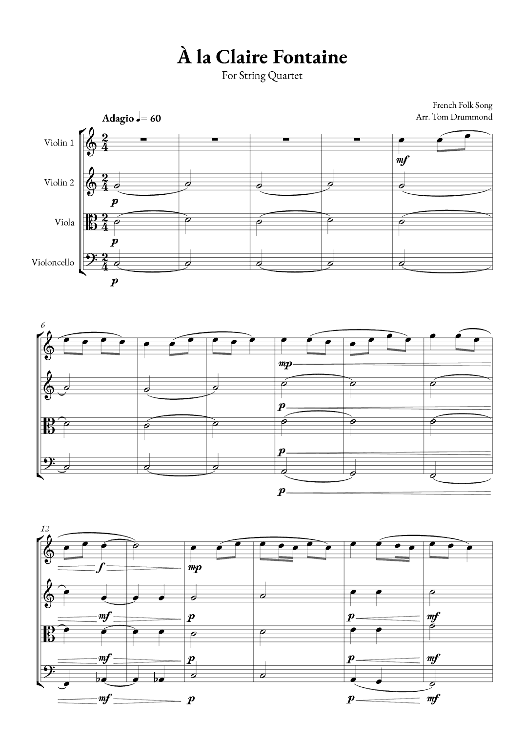 À la Claire Fontaine (arr. Tom Drummond)