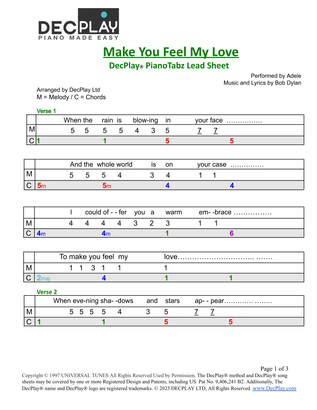 Make You Feel My Love (arr. DecPlay Ltd)
