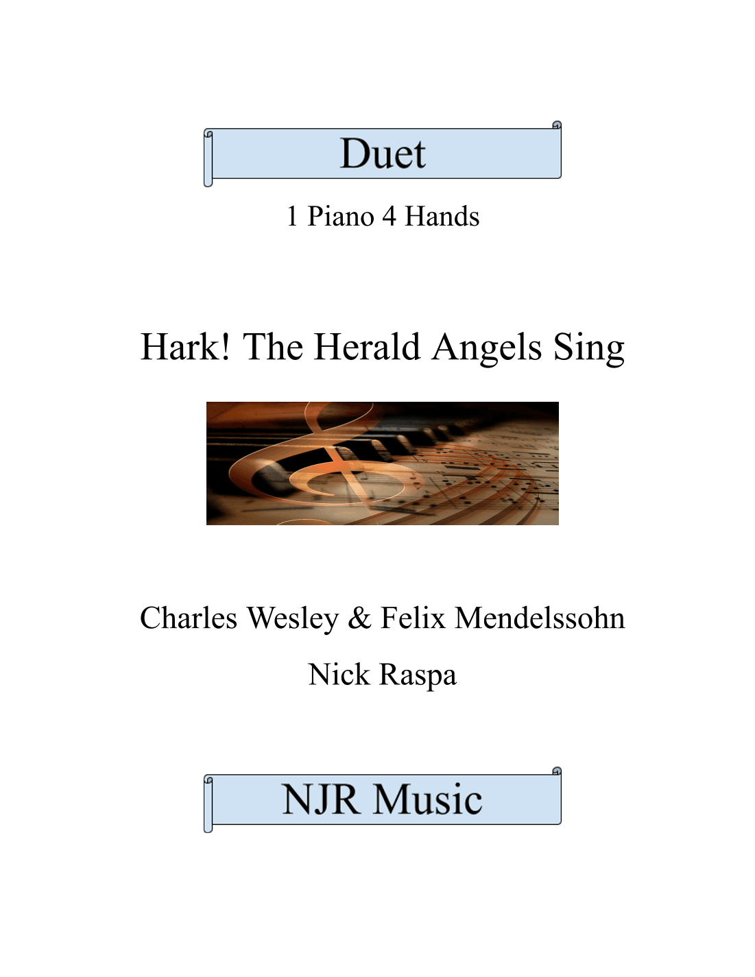 Hark! The Herald Angels Sing (1 piano 4 hands) advanced - complete set (arr. Nick Raspa)
