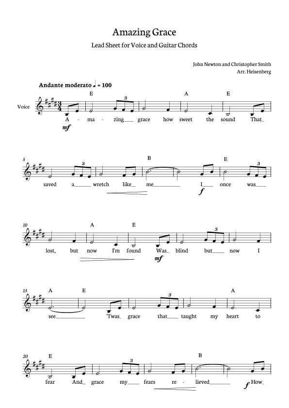 Amazing Grace (arr. Heisenberg)