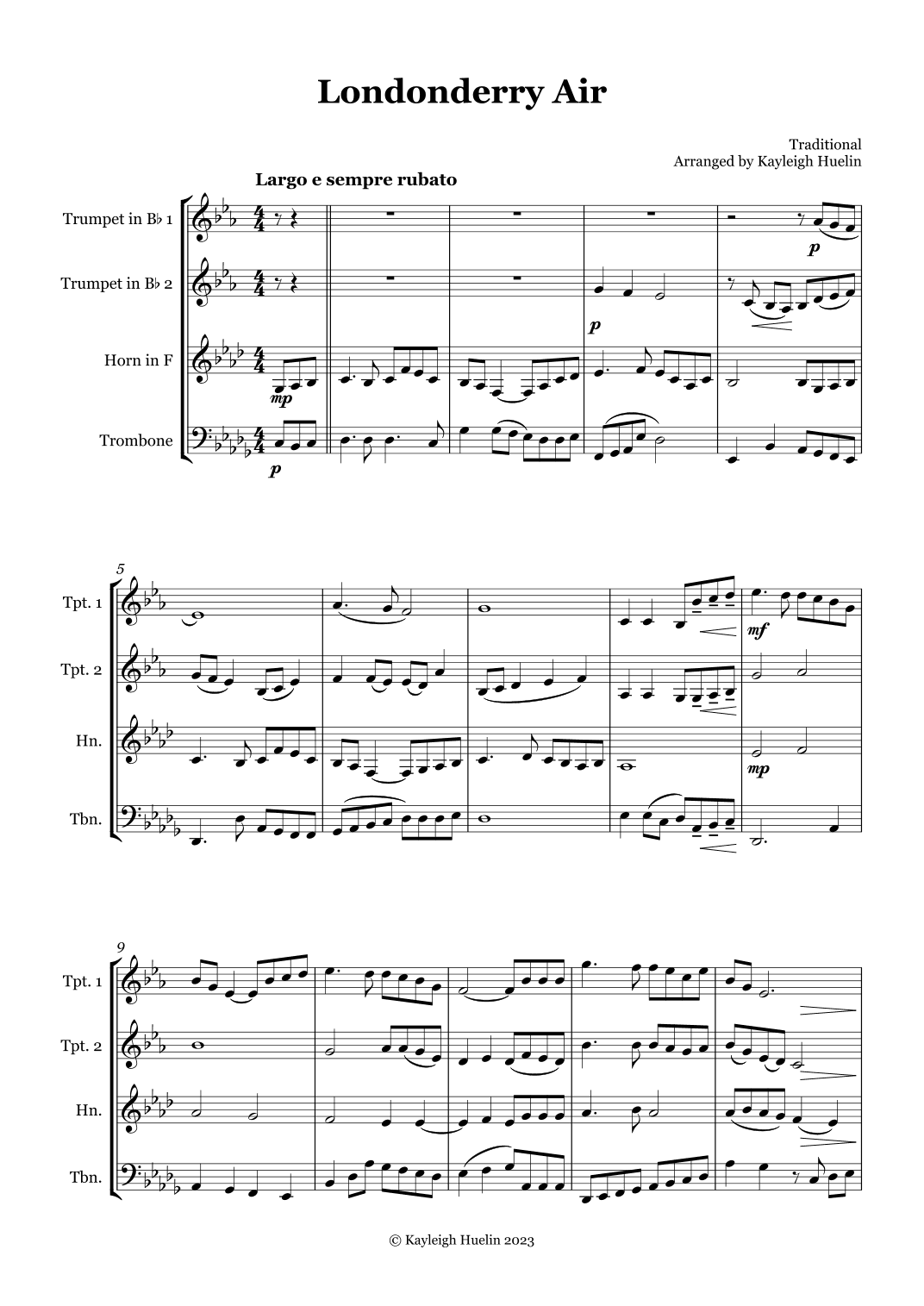 Londonderry Air (Danny Boy) - Brass quartet (arr. Kayleigh Huelin)
