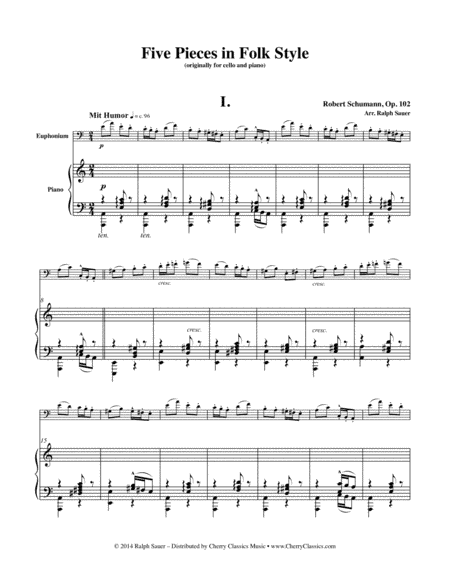 Five Pieces in Folk Style for Euphonium and Piano (arr. Sauer, Ralph)