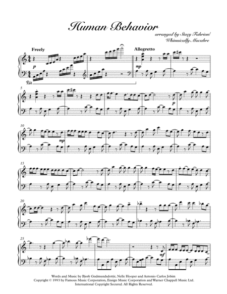 Human Behavior (arr. Whimsically Macabre (ASCAP))