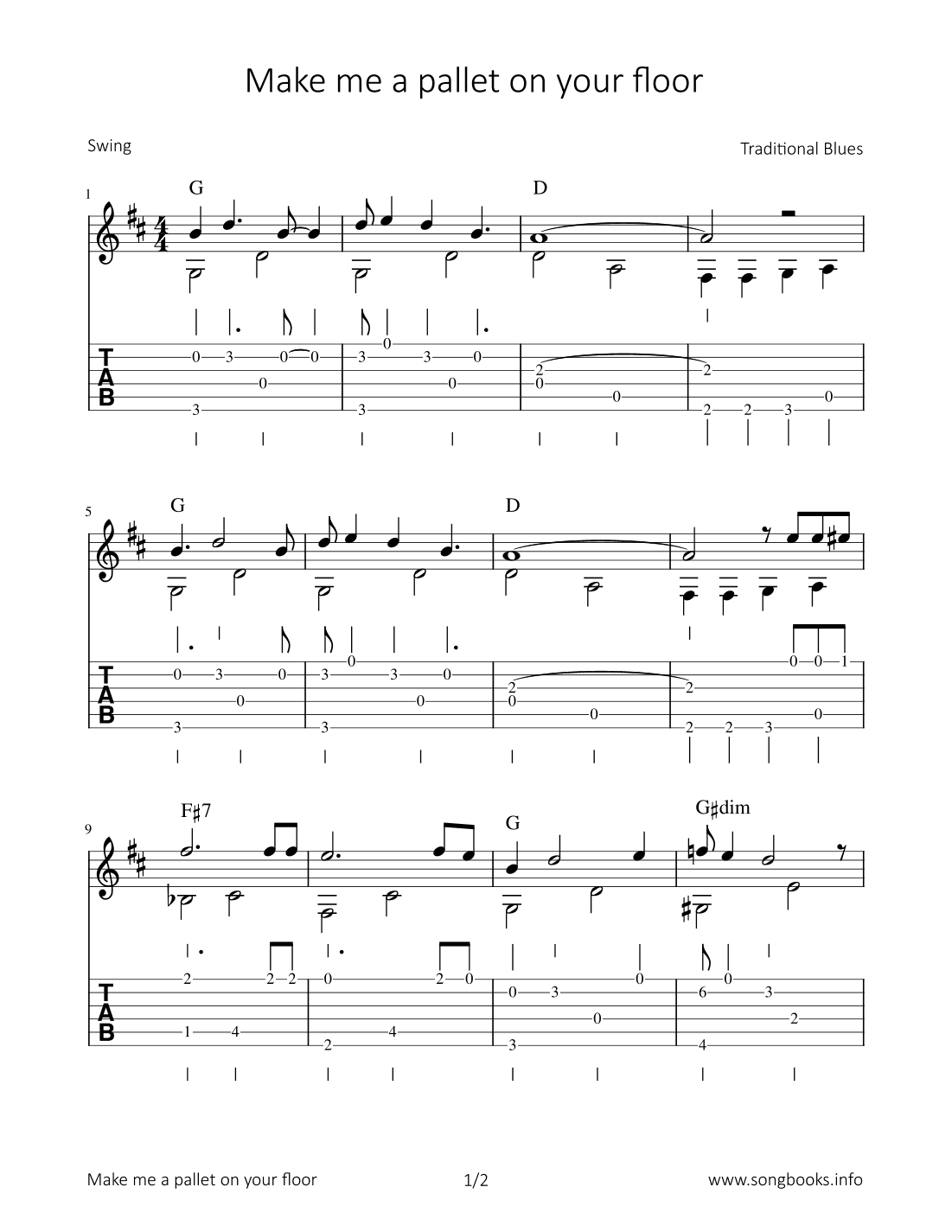 Make me a pallet on your floor (arr. Bettina Schipp)