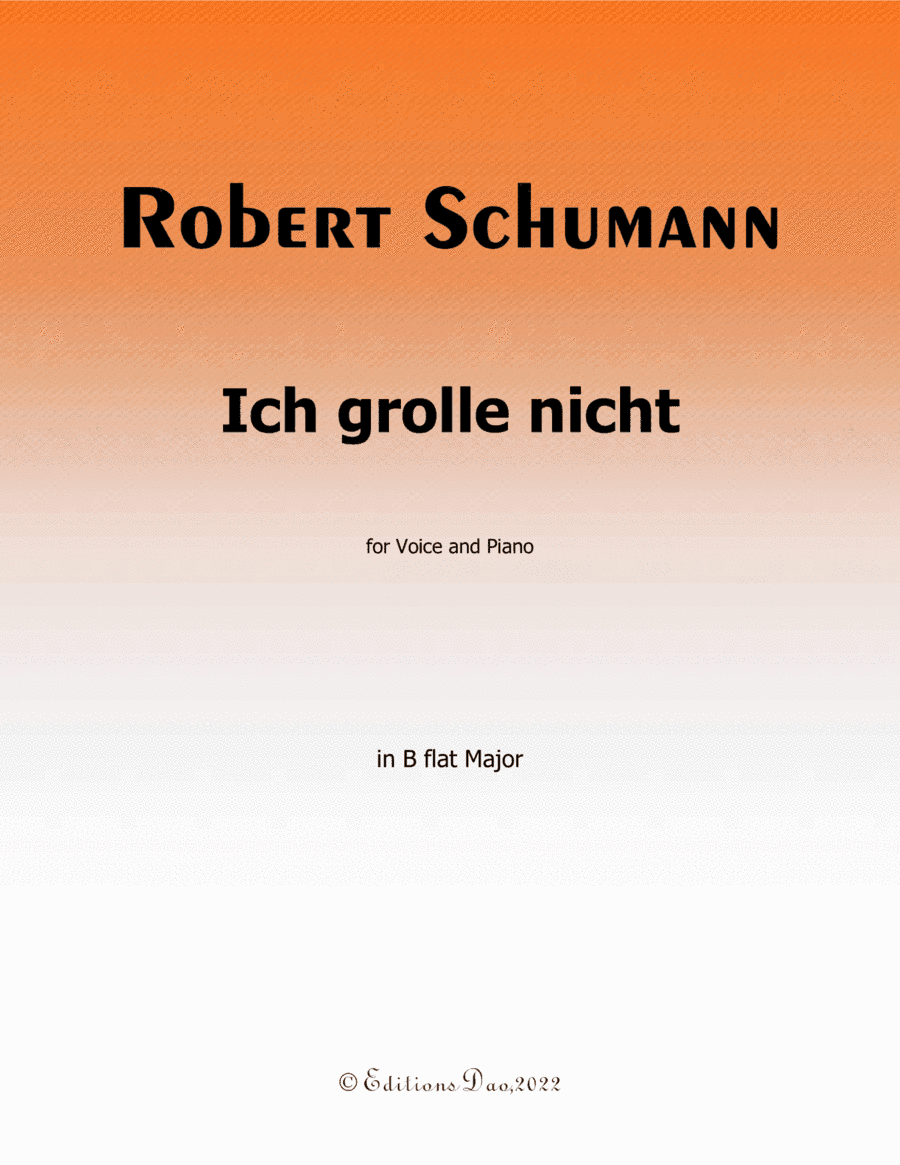 Ich grolle nicht, by Schumann, in B flat Major (arr. Editions Dao)