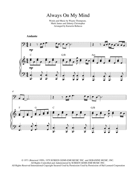 Always On My Mind (arr. Kaiserin Rebecca)
