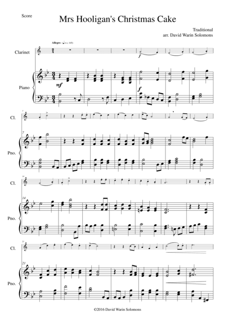 Mrs Hooligan's Christmas Cake for clarinet and piano (arr. David Warin Solomons)