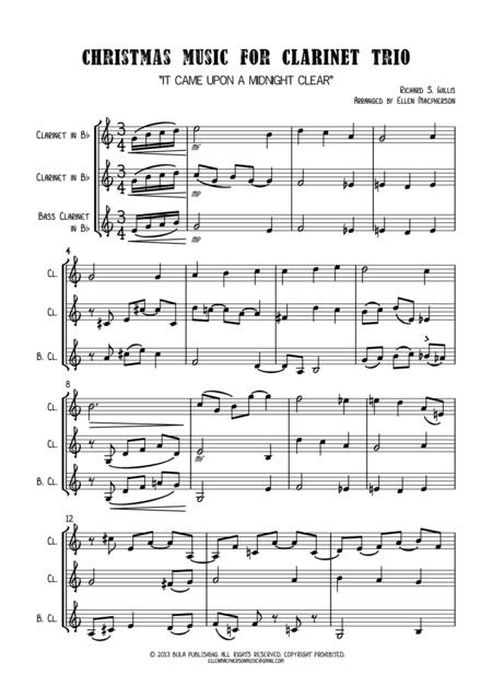 Christmas Music for Clarinet Trio - SCORE (arr. Ellen Macpherson)