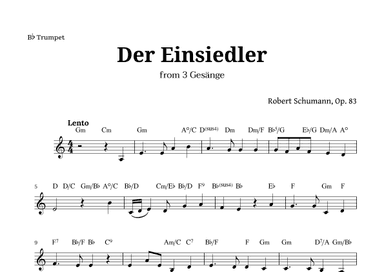 Der Einsiedler by Schumann for Trumpet and Chords (arr. Langanho)