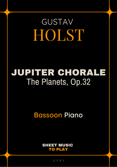 Jupiter Chorale from The Planets - Bassoon and Piano (Full Score and Parts) (arr. César Madeira)