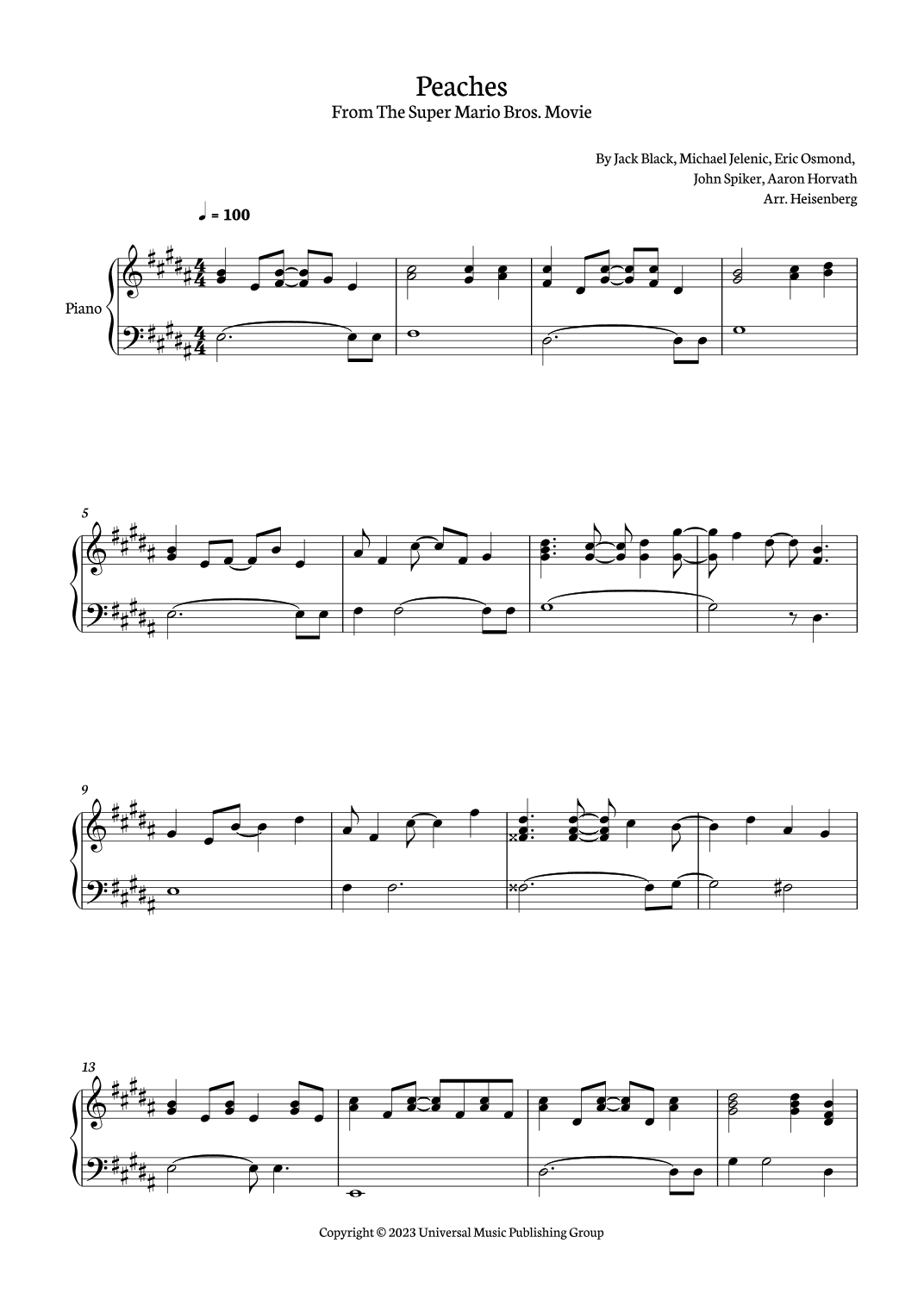 Peaches (arr. Heisenberg)