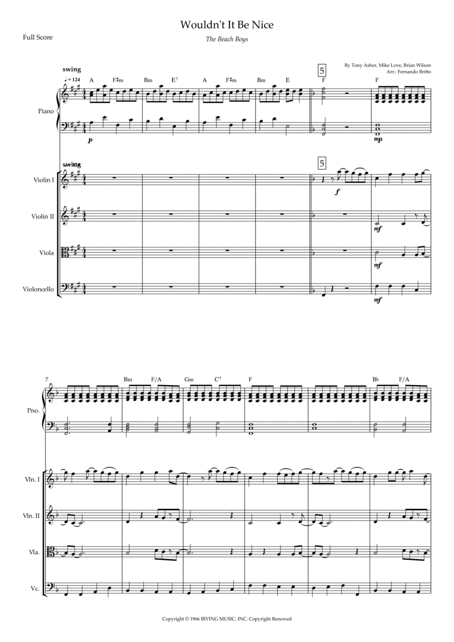 Wouldn't It Be Nice (arr. Fernando Britto)