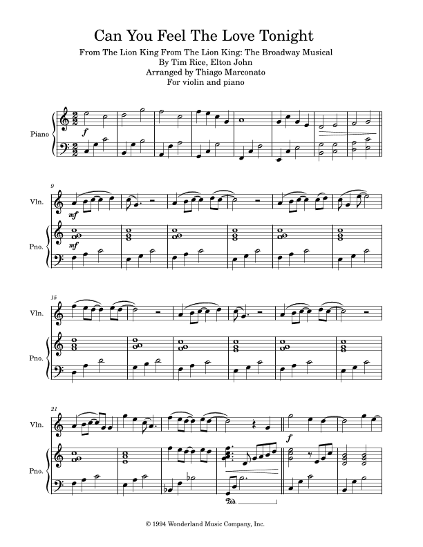 Can You Feel The Love Tonight (arr. Thiago Marconato)
